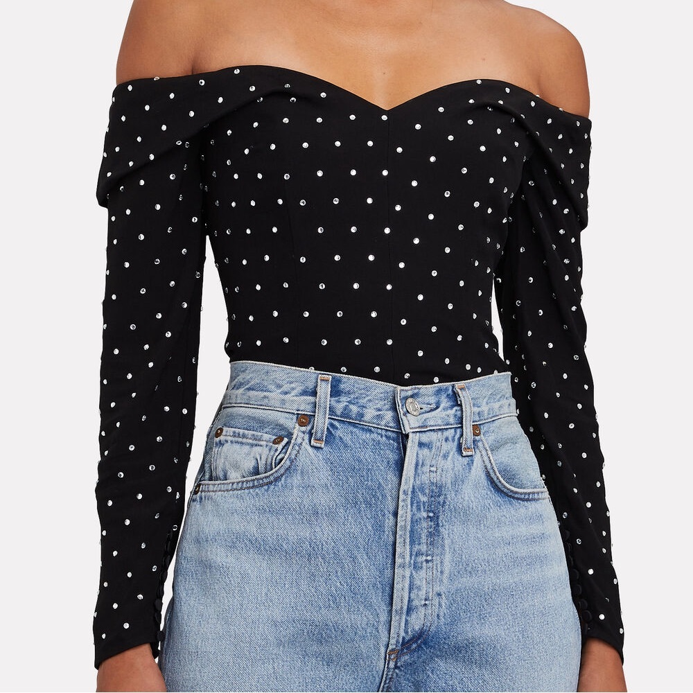 Beautiful Diamante Off Shoulder Self Portrait Blouse Size 10